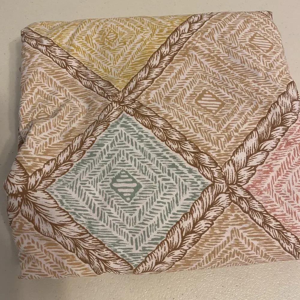 Vintage Cotton Full Size Flat Sheet Argyle Cottagecore Home Collection 78x96”